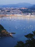 San Sebastian Bay at Night, Basque Country, Euskadi, Spain Photographic Print by Christian Kober