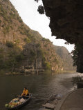 Boat on River, Limestone Mountain Scenery, Tam Coc, Ninh Binh, South of Hanoi, North Vietnam Photographic Print by Christian Kober