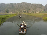 Boat on River, Limestone Mountain Scenery, Tam Coc, Ninh Binh, South of Hanoi, North Vietnam Photographic Print by Christian Kober