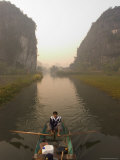 Boat on River, Limestone Mountain Scenery, Tam Coc, Ninh Binh, South of Hanoi, North Vietnam Photographic Print by Christian Kober