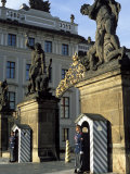 Two Guards in Front of the Gate to Prague Castle, Hradcany, Czech Republic Photographic Print by Richard Nebesky