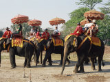 Tourists Riding Elephants in Traditional Royal Style, Ayuthaya, Thailand, Southeast Asia Photographic Print by Richard Nebesky