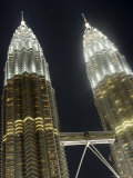 Peaks of the Petronas Twin Towers, One of the Tallest Buildings in the World, at Night, Malaysia Photographic Print by Richard Nebesky