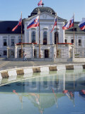 Rococo Grassalkovich Palace Dating from the 1760s, and Reflection in Fountain, Bratislava, Slovakia Photographic Print by Richard Nebesky