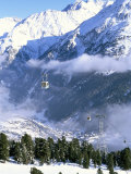 Gondolas Rising Above Village of Solden in Tirol Alps, Tirol, Austria Photographic Print by Richard Nebesky
