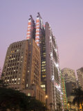 Sin Hua Bank and Hsbc Building Behind, Central District, Hong Kong, China Photographic Print by Sergio Pitamitz