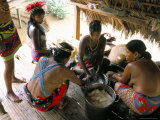 Embera Indian Cooking, Soberania Forest National Park, Panama, Central America Photographic Print by Sergio Pitamitz