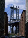 Empire State Building in Distance Seen Through Manhattan Bridge, Brooklyn, New York, USA Photographie par Yadid Levy