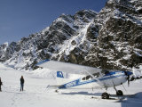 Small Plane Landed on Glacier in Denali National Park, Alaska, USA Photographic Print by James Gritz