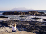 Woman on Beach at Bloubergstrand Looking Across to Table Mountain, Cape Town, South Africa, Africa Photographic Print by Yadid Levy Woman on Beach at Bloubergstrand Looking Across to Table Mountain, Cape Town, South Africa, Africa Photographic Print by Yadid Levy