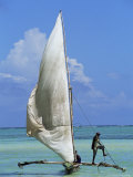 Sailing Boat, Kiwengwa Beach, Zanzibar, Tanzania, East Africa, Africa Photographic Print by Yadid Levy