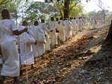 A Procession of Buddhist Nuns Make Their Way Through the Temples of Angkor, Cambodia, Indochina Photographic Print by Andrew Mcconnell