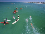 Competitors Leaving Grange Pier at the Henley and Grange Swimming Race Photographic Print by Robert Francis