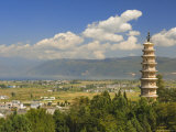 One of the Three Pagodas, and Erhai Lake in Background, Dali Old Town, Yunnan Province, China Photographic Print by Jochen Schlenker