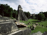 Temple of the Great Jaguar in the Grand Plaza, Mayan Ruins, Tikal, Peten Photographic Print by Robert Francis