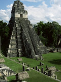 Temple of the Great Jaguar in the Grand Plaza, Mayan Ruins, Tikal, Peten Photographic Print by Robert Francis