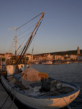 Evening Light in Supetar, with Fishing Boat in Front, Brac, Dalmatian Coast, Croatia Photographic Print by Joern Simensen