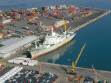 Container Terminal and Cargo Ship, Salerno, Campania, Italy, Mediterranean Photographic Print by Robert Francis