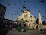 Pigeons in Flight in the Piazza Santa Maria Novella, Florence, Tuscany, Italy Photographic Print by Robert Francis