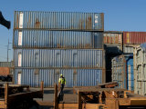Worker Walks Towards Rail Car, Washington State, USA Photographic Print by Aaron McCoy
