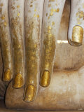 Detail of the Hand of a Stucco Seated Buddha Statue, Sukhothai Historical Park, Sukhothai Photographie par Marco Simoni
