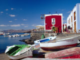 Boats and Old Red House, Old Port, Puerto Del Carmen, Lanzarote, Canary Islands, Spain Photographic Print by Marco Simoni