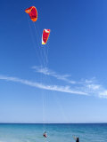 Two Kiteboarders Trying to Take Off, Tarifa, Costa De La Luz, Cadiz Province, Andalucia (Andalusia) Photographic Print by Marco Simoni