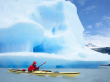 Person Kayaking Near Floating Icebergs, Lago Gray, Torres Del Paine National Park, Patagonia Photographic Print by Marco Simoni