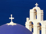 Dome and Bell Tower of St. Gerasimos Christian Church, Thira, Santorini (Thira), Cyclades Islands Photographic Print by Marco Simoni