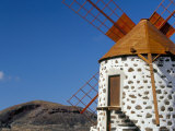 Old Windmill and Volcano in the Background, Near La Oliva, Fuerteventura, Canary Islands, Spain Photographic Print by Marco Simoni