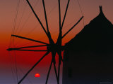 Silhouette of Windmill at Sunset, Oia, Santorini (Thira), Cyclades Islands, Greece Photographic Print by Marco Simoni