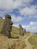 Moai Quarry, Rano Raraku Volcano, Unesco World Heritage Site, Easter Island (Rapa Nui), Chile Photographic Print by Michael Snell