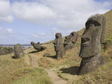Moai Quarry, Ranu Raraku Volcano, Unesco World Heritage Site, Easter Island (Rapa Nui), Chile Photographic Print by Michael Snell