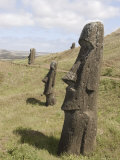 Moai Quarry, Ranu Raraku Volcano, Unesco World Heritage Site, Easter Island (Rapa Nui), Chile Photographic Print by Michael Snell