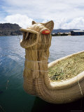 Typical Reed Boat Made by Uros People, Floating Islands, Lake Titicaca, Peru, South America Photographic Print by Marco Simoni