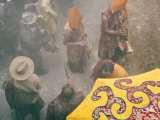 Yellow Hat Monks at Tibetan Buddhist New Year, Samtenling Monastery, Kathmandu Photographic Print by Don Smith