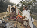 Two Sadhus Smoke Marijuana on the One Day of the Year When It is Legal, Pashupatinath, Nepal Photographic Print by Don Smith