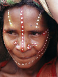 Portrait of a Koroba Woman with Facial Decoration, Papua New Guinea Photographic Print by Maureen Taylor