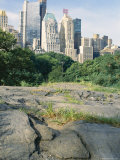Outcrop of Manhattan Gneiss Which Forms Bedrock for Skyscrapers, Central Park, New York City, USA Photographic Print by Tony Waltham