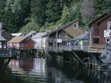 Old Stilt Buildings Along Ketchikan Creek, Ketchikan, South East Alaska, USA Photographic Print by Tony Waltham