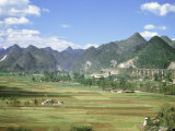 Conical Limestone Hills and Shanghai to Kunming Railway, Guilin, Shuicheng, Guizhou, China Photographic Print by Tony Waltham