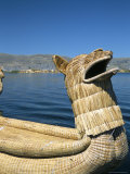 Traditional Urus Reed Boat, Islas Flotantas, Reed Islands, Lake Titicaca, Peru, South America Photographic Print by Tony Waltham