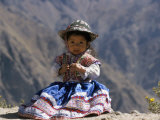 Little Girl in Traditional Dress, Colca Canyon, Peru, South America Photographic Print by Jane Sweeney