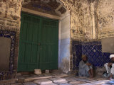 Pilgrims in the Hallway, Sufi Shrine of Gazargah, Herat, Herat Province, Afghanistan Photographic Print by Jane Sweeney