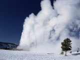 Winter Eruption, Old Faithful Geyser, Yellowstone National Park, Wyoming Photographic Print by Tony Waltham