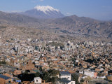 View Across City from El Alto, with Illimani Volcano in Distance, La Paz, Bolivia, South America Photographic Print by Tony Waltham