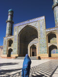 Lady Wearing a Blue Burqua Outside the Friday Mosque (Masjet-E Jam), Herat, Afghanistan Photographic Print by Jane Sweeney