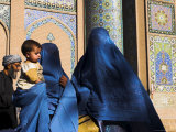 Ladies Wearing Blue Burqas Outside the Friday Mosque (Masjet-E Jam), Herat, Afghanistan Photographic Print by Jane Sweeney