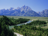 Snake River Cutting Through Terrace 2000M Below Summits, Grand Teton National Park, Wyoming, USA Photographic Print by Tony Waltham