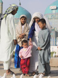 Family Looking at Famous White Pigeons at the Shrine of Hazrat Ali, Mazar-I-Sharif, Afghanistan Photographic Print by Jane Sweeney